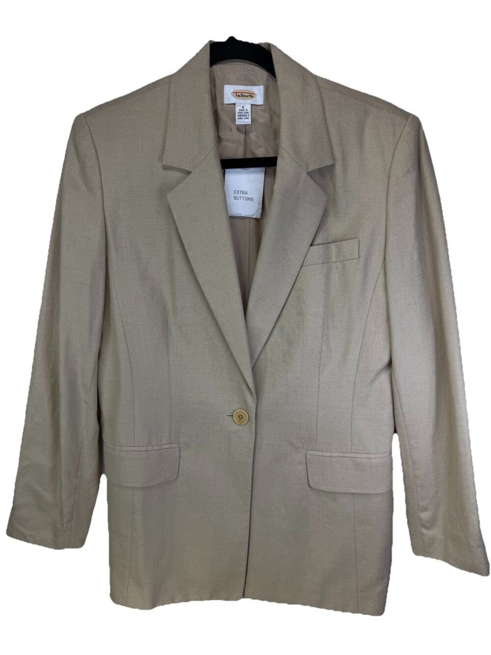 NWT Talbots Beige Linen Blend Blazer Jacket Size 8 Single Button Sz 6 MSRP $158